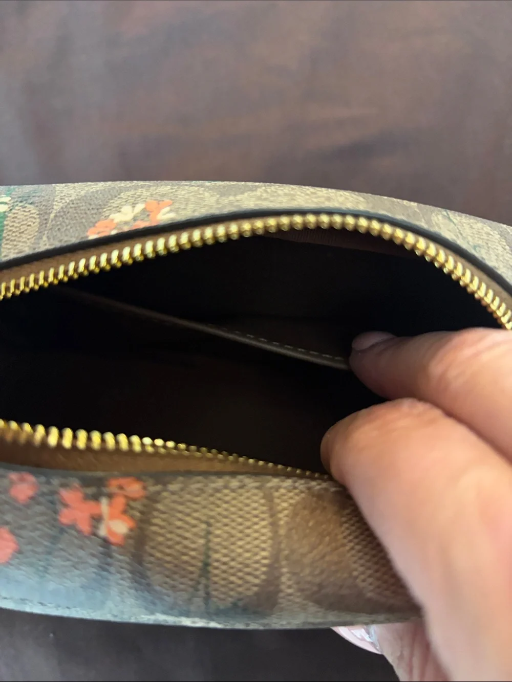 Coach “Wildflower” Print Signature C  Zip Cosmetic Pouch with Dust Bag